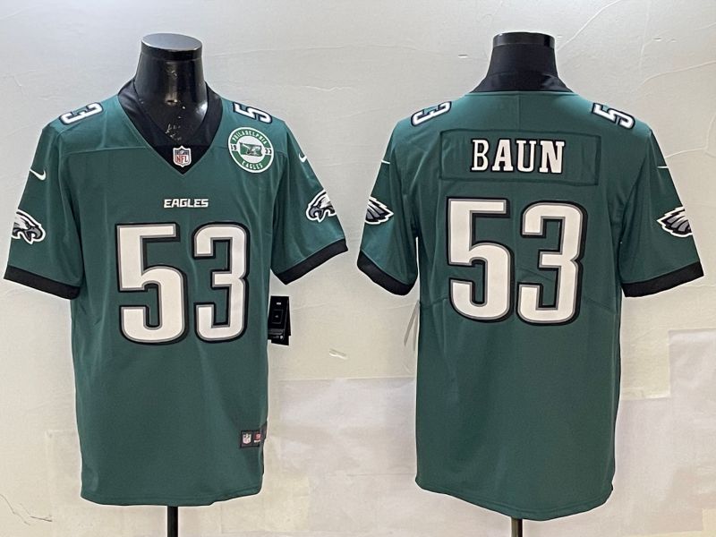 Men Philadelphia Eagles 53 Baun Green Second generation 2025 Nike Limited NFL Jersey style 3